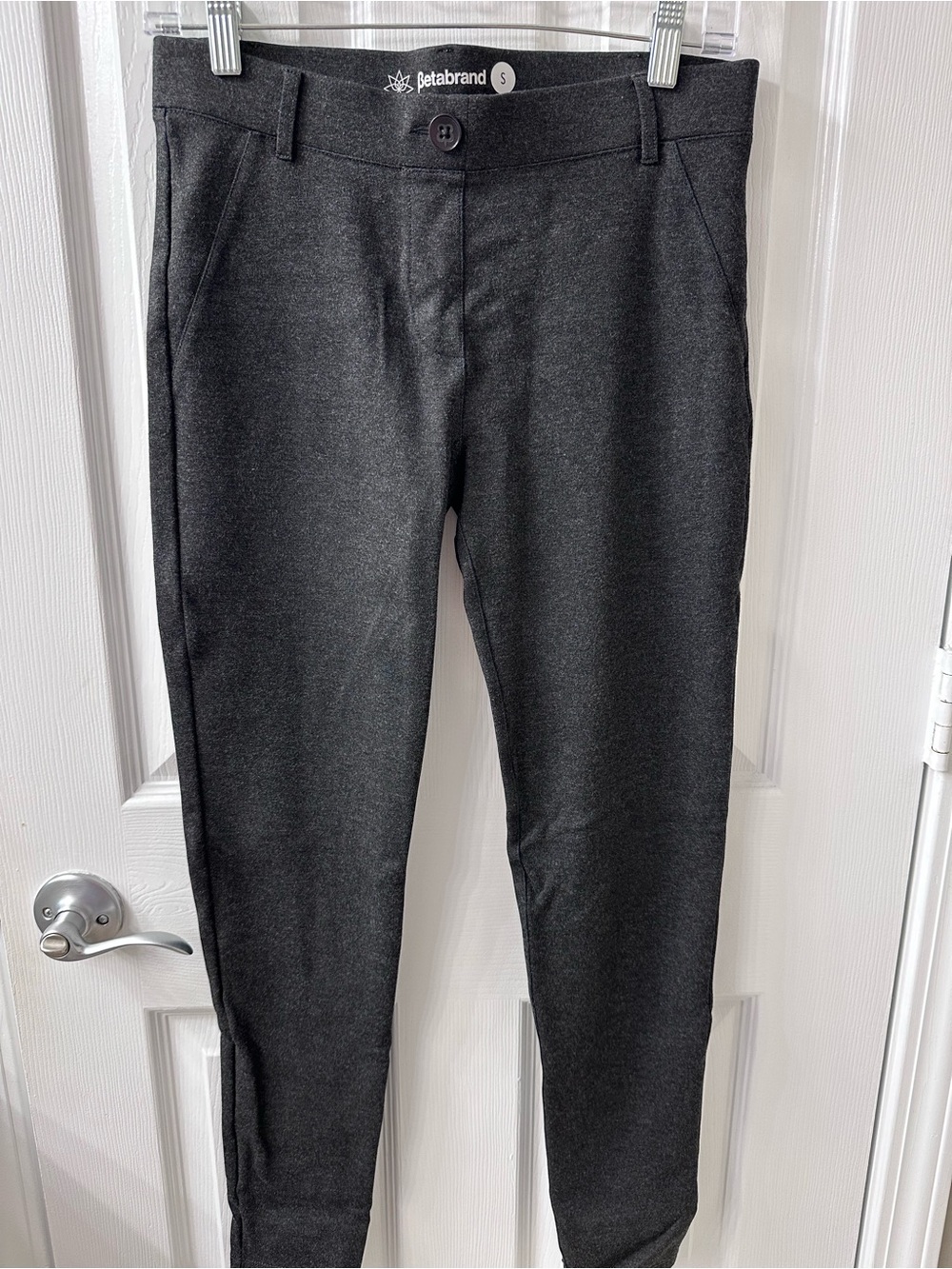 Betabrand Men's Slim Stretch Dress Pants in Charcoal